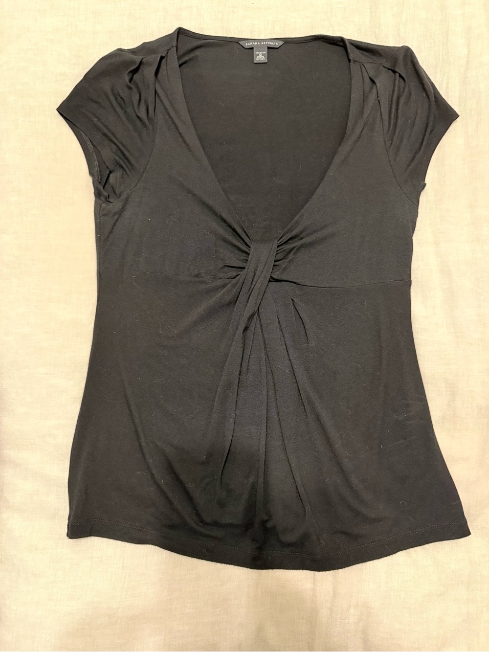 Banana Republic Black V-Neck Twist-Front Top